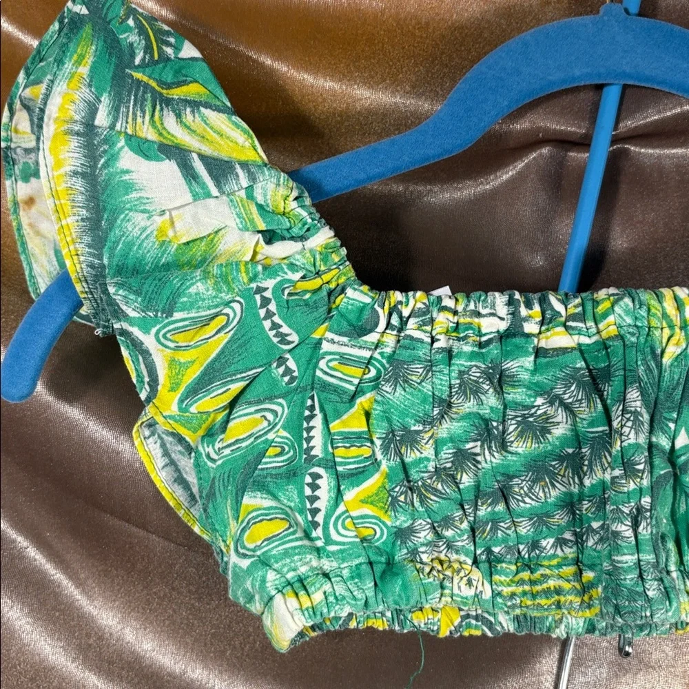 Vintage 1950’s RARE Hale Hawaii Tropical Green‎ Yellow Two-Piece Set crop top ii
